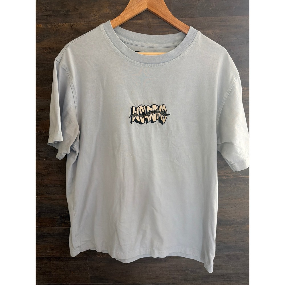 Welcome Skateboards Mens Embroidered Logo T-Shirt Light Blue Large Cotton
